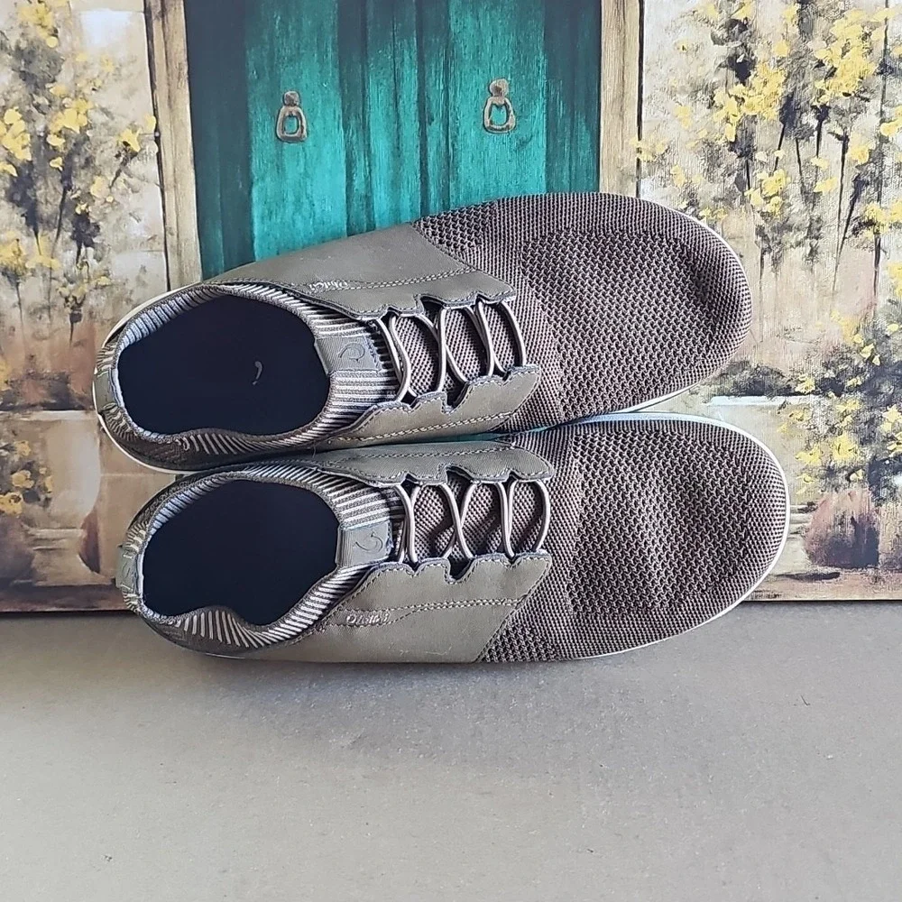 Olukai Makia Ulana Shoes Men's Brown Leather Nylon Lace-up - US 11.5